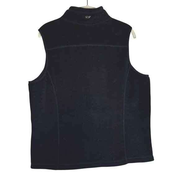Vineyard Vines Navy Blue Full Zip Fleece Vest SZ Large Whale Logo Warm Casual - Picture 2 of 11